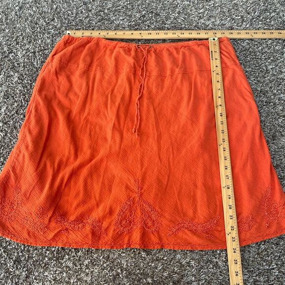 Boho Skirt Plus Size 2X Orange Solid Embroidered Pull On Lagenlook Y2K Fairy - Picture 13 of 13